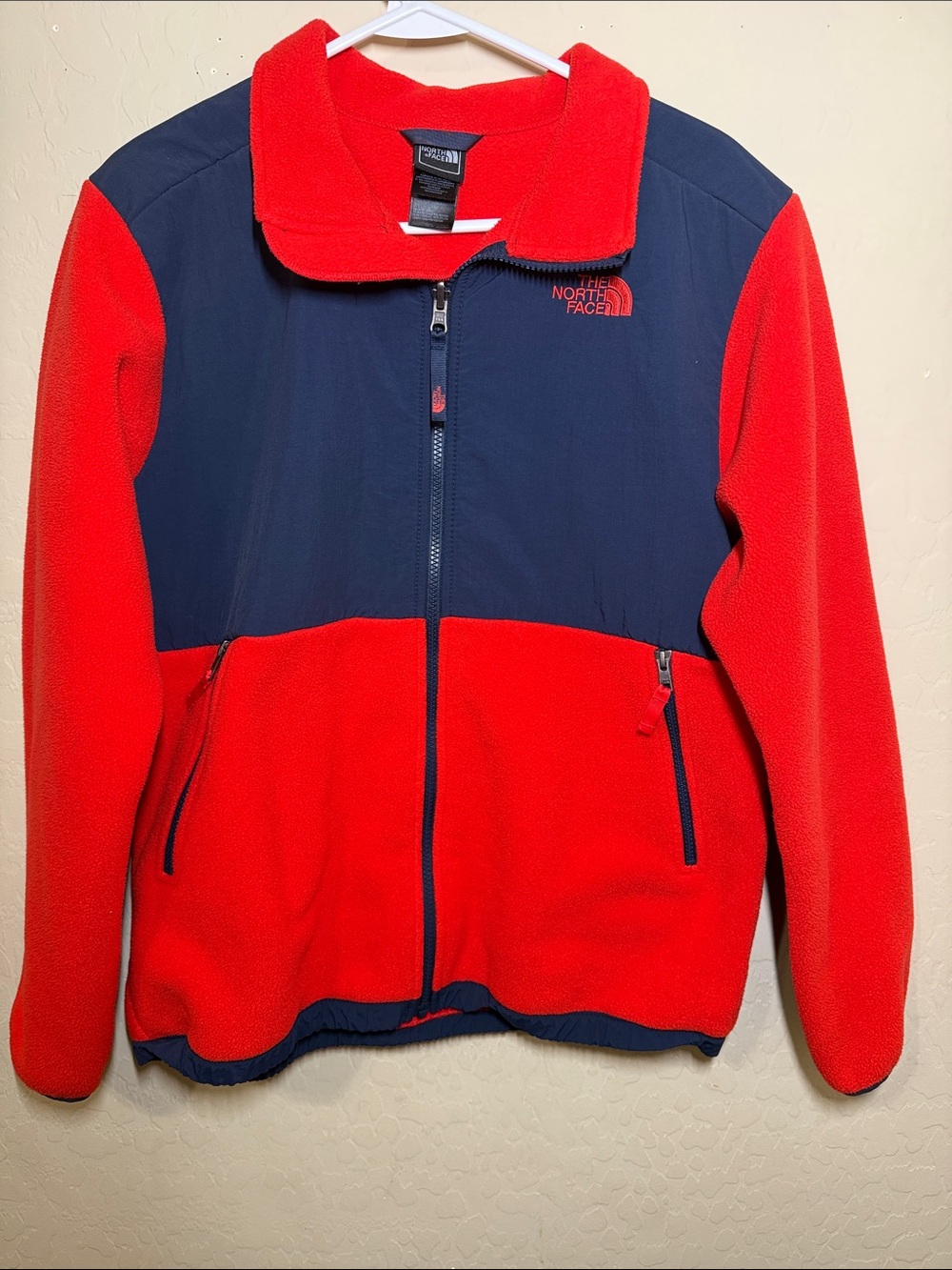 The North Face Red and Navy Women's Fleece Jacket